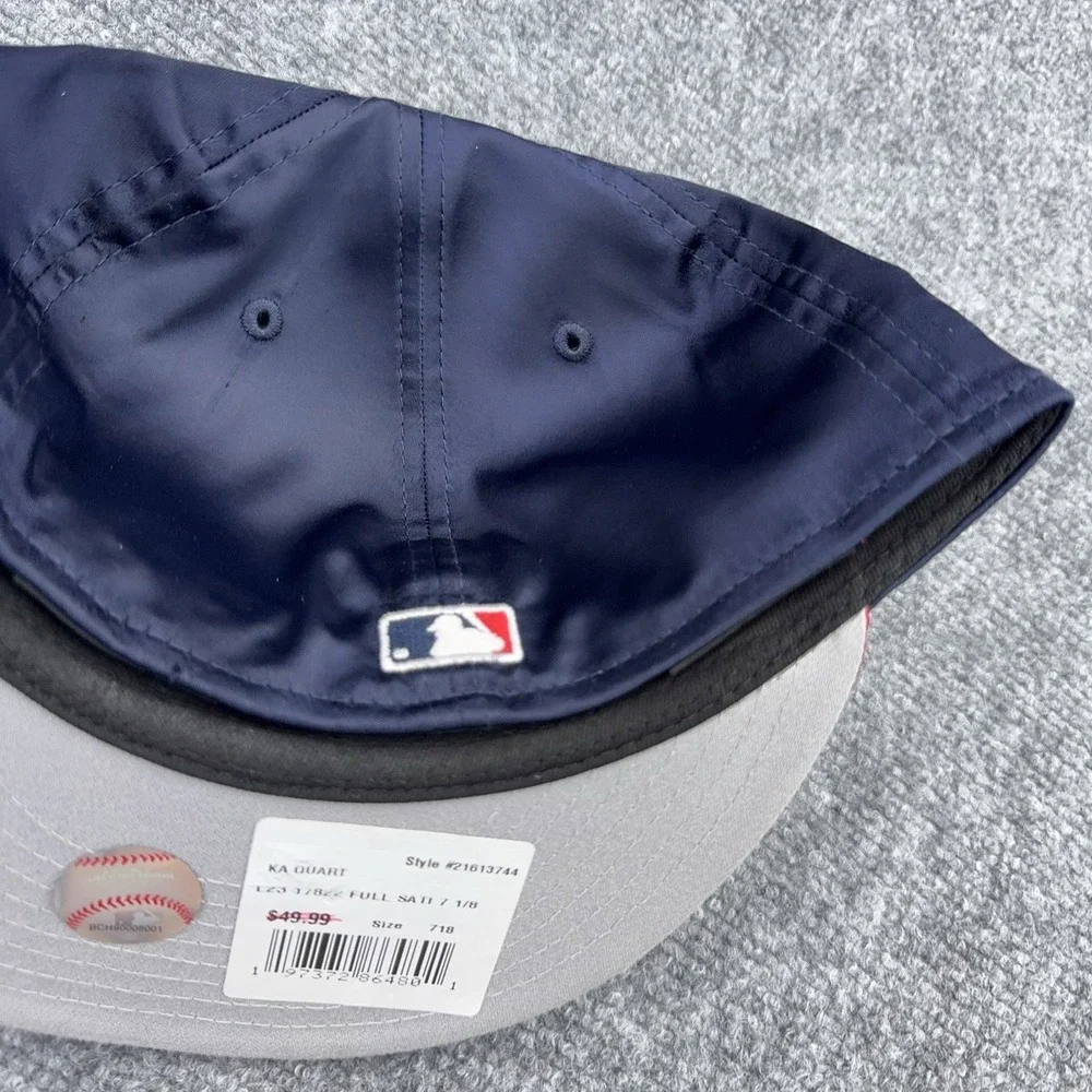 Atlanta Braves New Era Hat 150th Anniversary 59FIFTY Fitted 7 1/8 Blue Satin Cap